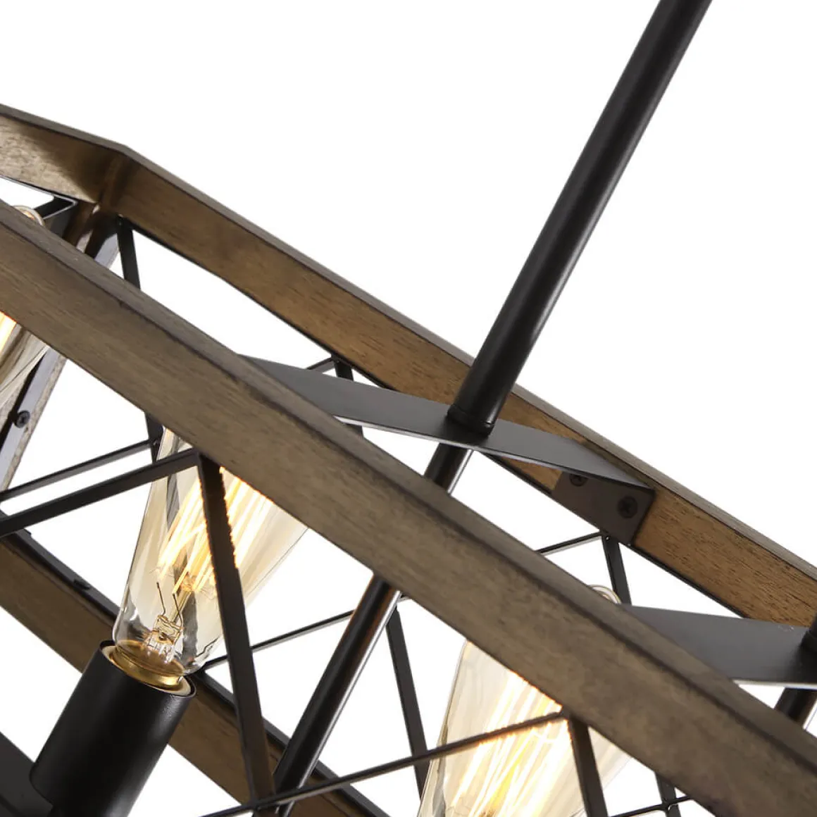 Farmhouse 5-Light Rectangle Wood Chandelier