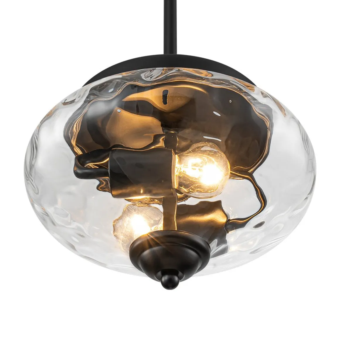 Farmhouse 2-light Round Hammered Glass Pendant Light