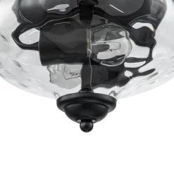 Farmhouse 2-light Round Hammered Glass Pendant Light