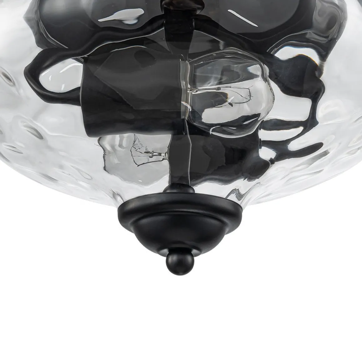 Farmhouse 2-light Round Hammered Glass Pendant Light