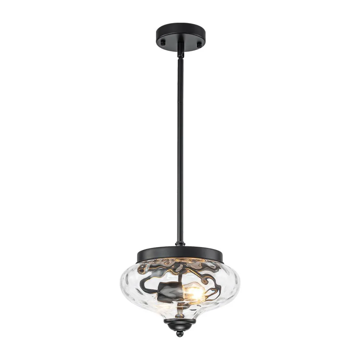 Farmhouse 2-light Round Hammered Glass Pendant Light