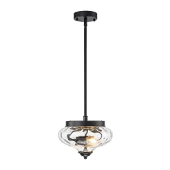 Farmhouse 2-light Round Hammered Glass Pendant Light