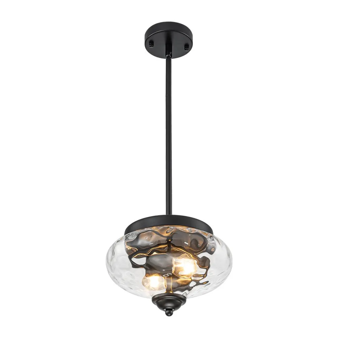 Farmhouse 2-light Round Hammered Glass Pendant Light