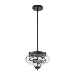 Farmhouse 2-light Round Hammered Glass Pendant Light