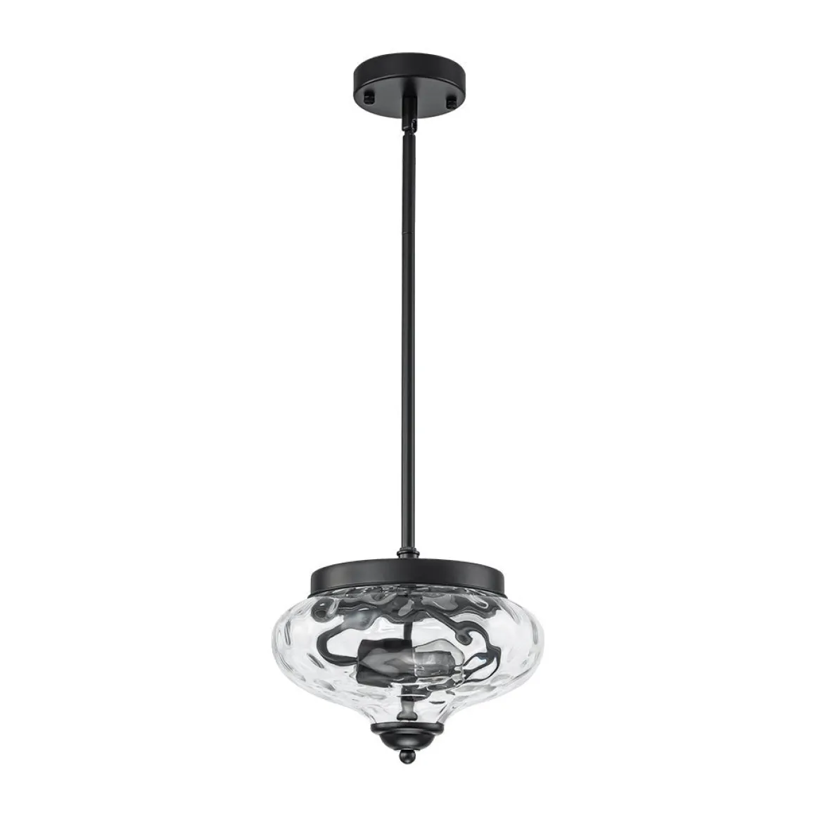Farmhouse 2-light Round Hammered Glass Pendant Light