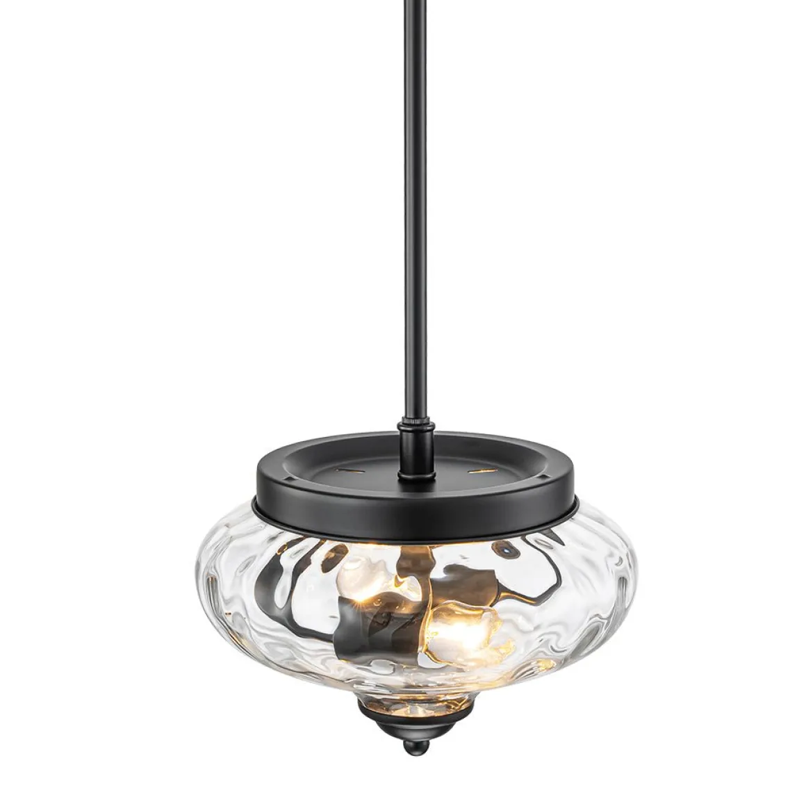 Farmhouse 2-light Round Hammered Glass Pendant Light