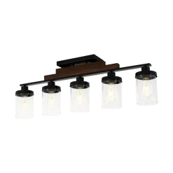 Farmhouse Linear Glass Wooden Kitchen Island Ceiling Light
