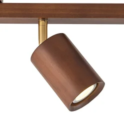 Farmhouse Walnut Wood 4-Light Linear Semi Flush Track Light