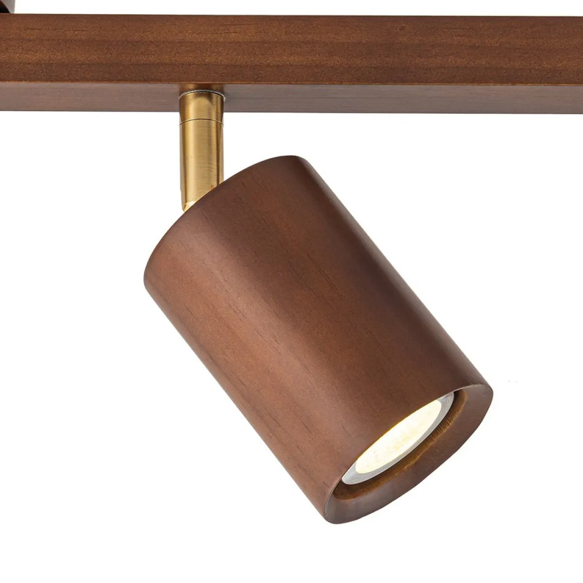 Farmhouse Walnut Wood 4-Light Linear Semi Flush Track Light
