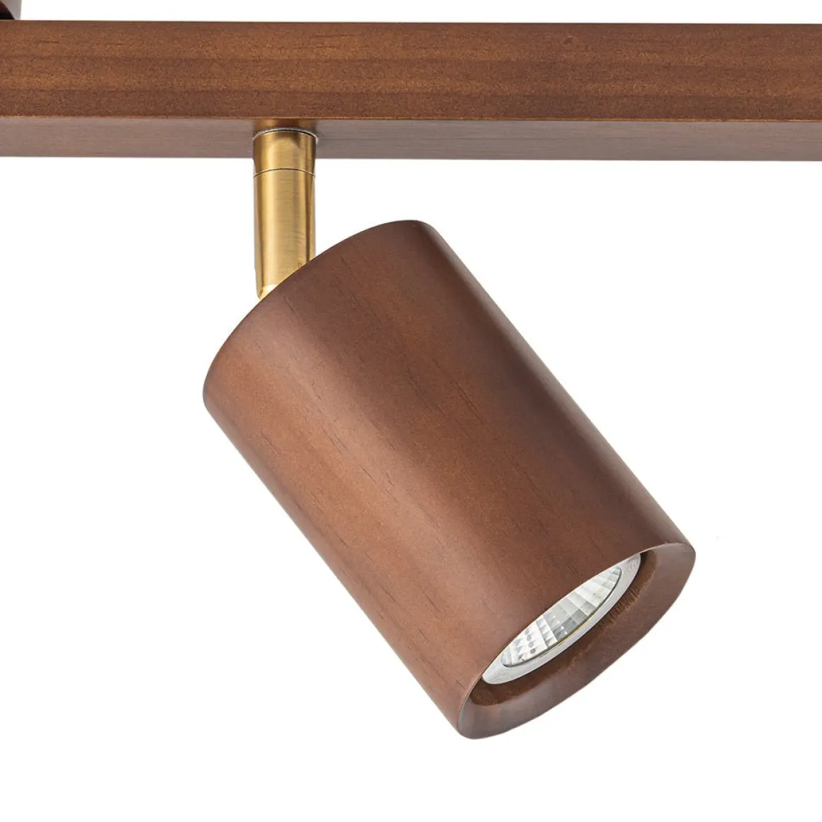 Farmhouse Walnut Wood 4-Light Linear Semi Flush Track Light