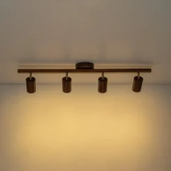 Farmhouse Walnut Wood 4-Light Linear Semi Flush Track Light