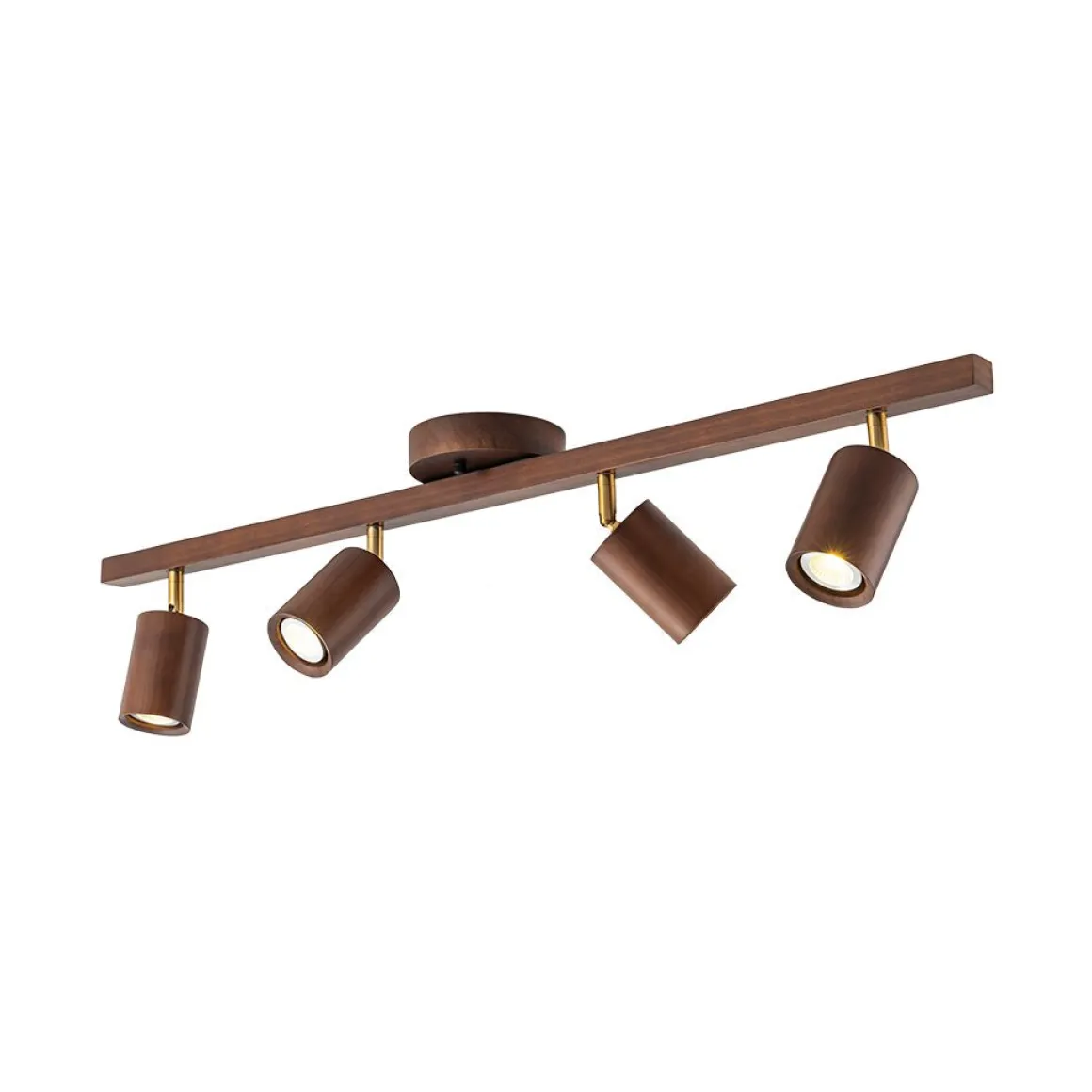 Farmhouse Walnut Wood 4-Light Linear Semi Flush Track Light