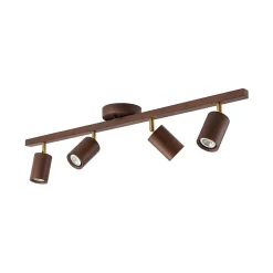 Farmhouse Walnut Wood 4-Light Linear Semi Flush Track Light