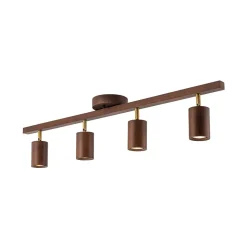 Farmhouse Walnut Wood 4-Light Linear Semi Flush Track Light