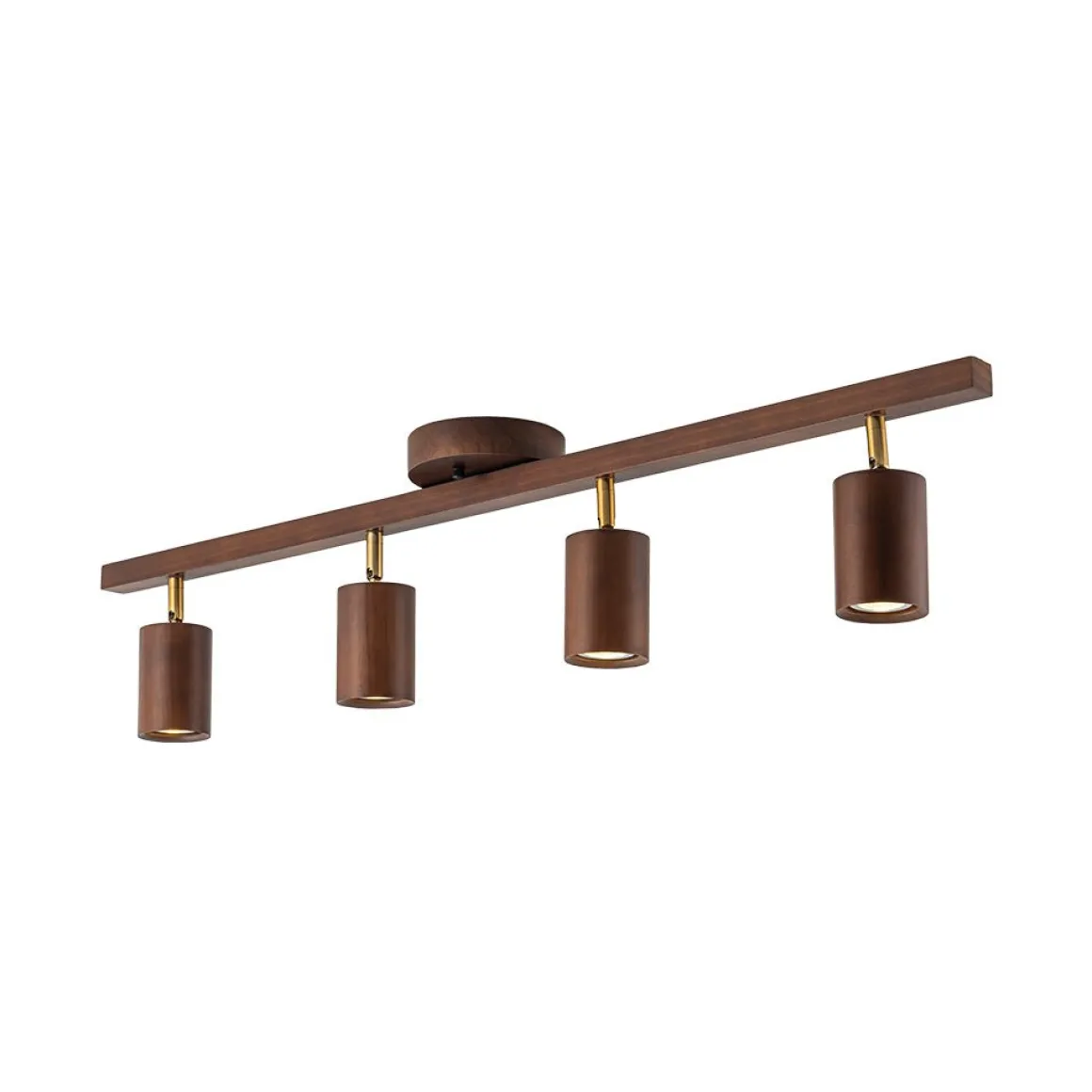Farmhouse Walnut Wood 4-Light Linear Semi Flush Track Light
