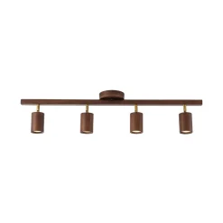 Farmhouse Walnut Wood 4-Light Linear Semi Flush Track Light