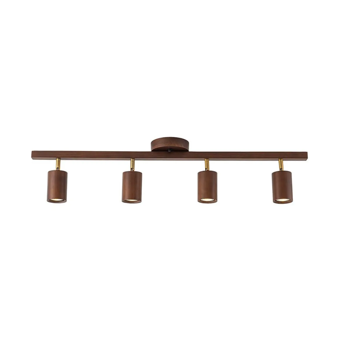 Farmhouse Walnut Wood 4-Light Linear Semi Flush Track Light