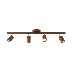 Farmhouse Walnut Wood 4-Light Linear Semi Flush Track Light