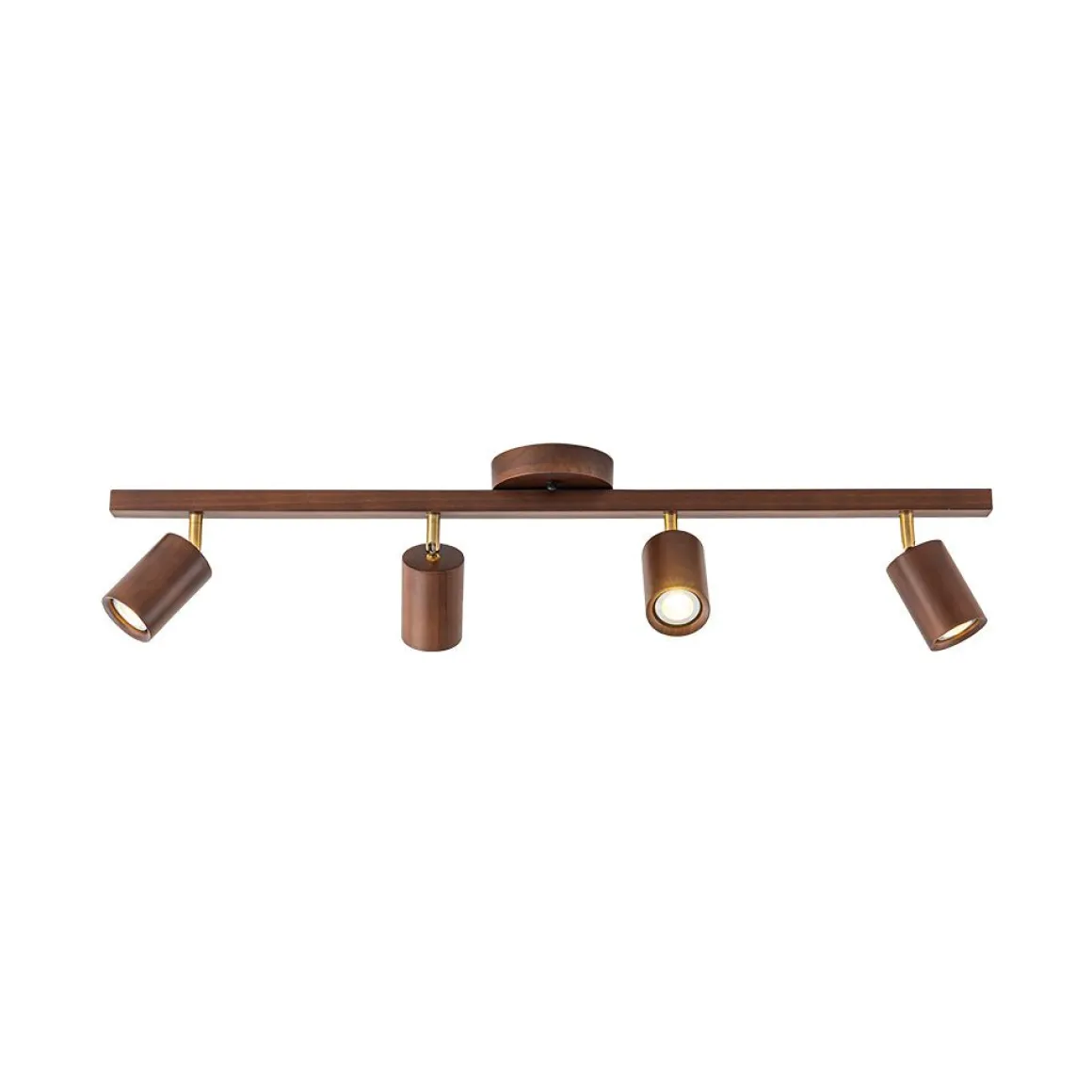 Farmhouse Walnut Wood 4-Light Linear Semi Flush Track Light