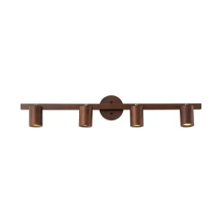 Farmhouse Walnut Wood 4-Light Linear Semi Flush Track Light