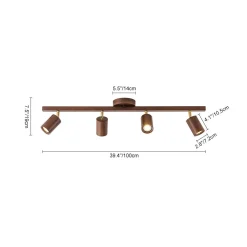 Farmhouse Walnut Wood 4-Light Linear Semi Flush Track Light