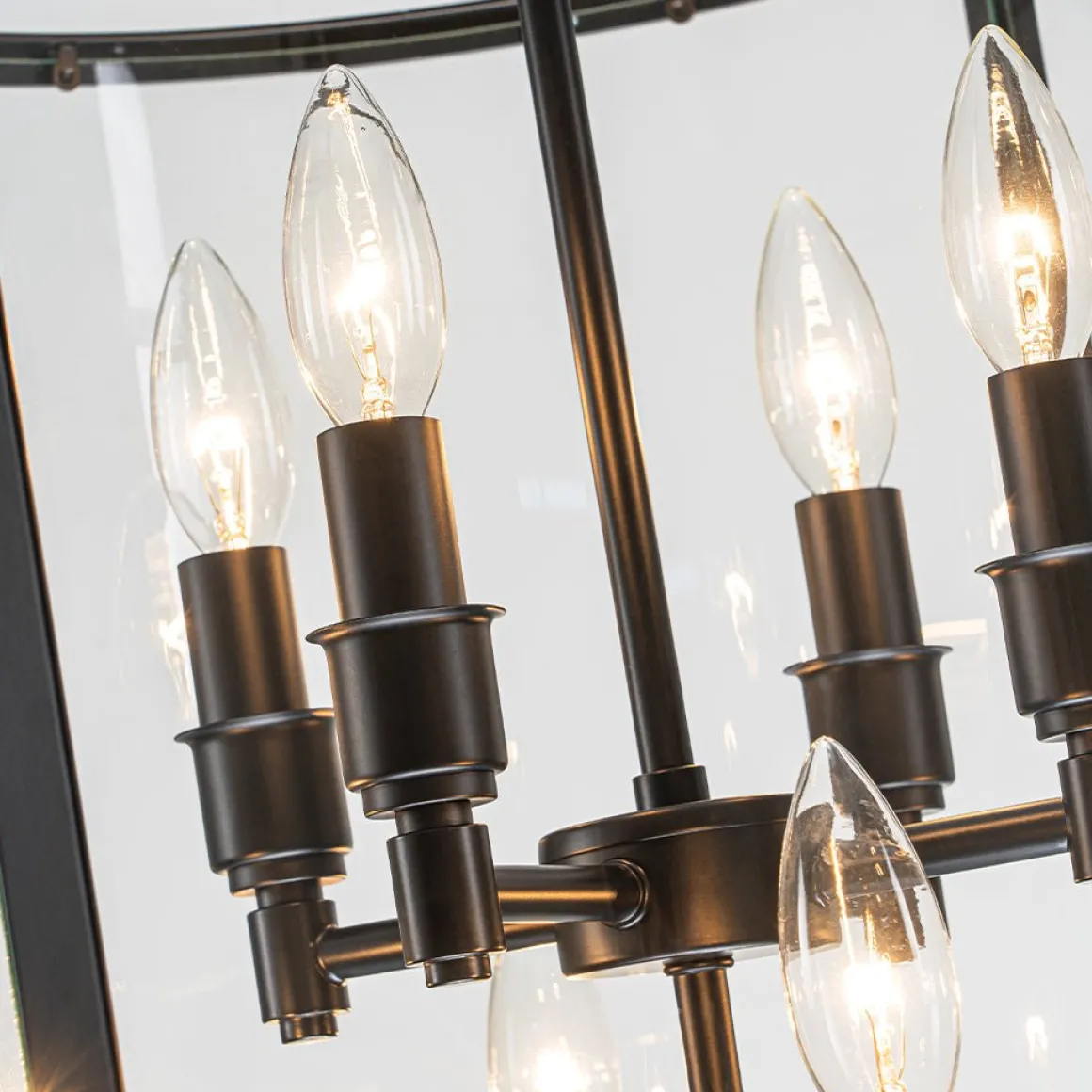 Farmhouse Wide Clear Glass Cylinder Cage Pendant