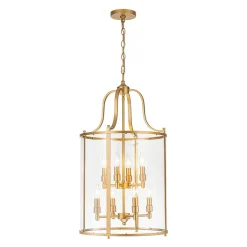 Farmhouse Wide Clear Glass Cylinder Cage Pendant
