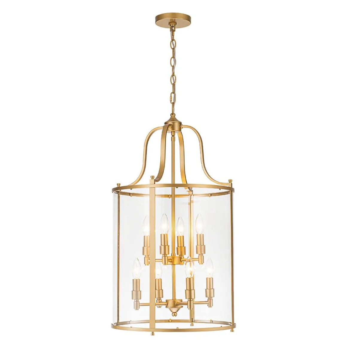 Farmhouse Wide Clear Glass Cylinder Cage Pendant