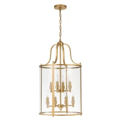 Farmhouse Wide Clear Glass Cylinder Cage Pendant