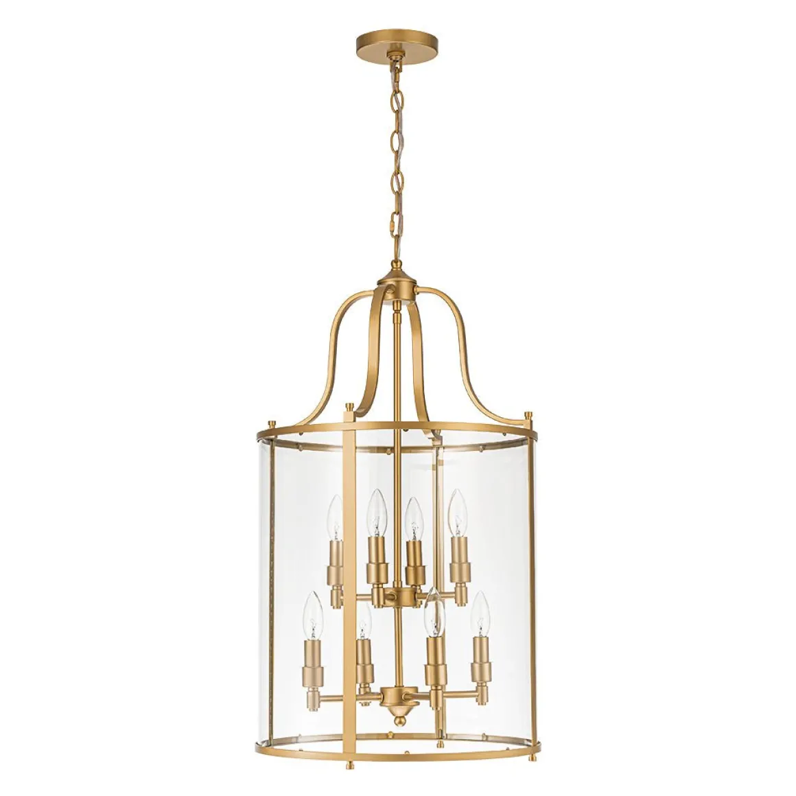 Farmhouse Wide Clear Glass Cylinder Cage Pendant