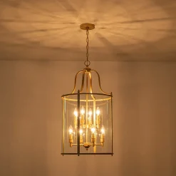 Farmhouse Wide Clear Glass Cylinder Cage Pendant