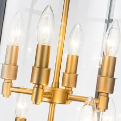 Farmhouse Wide Clear Glass Cylinder Cage Pendant