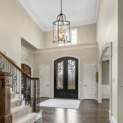 Farmhouse Wide Clear Glass Cylinder Cage Pendant
