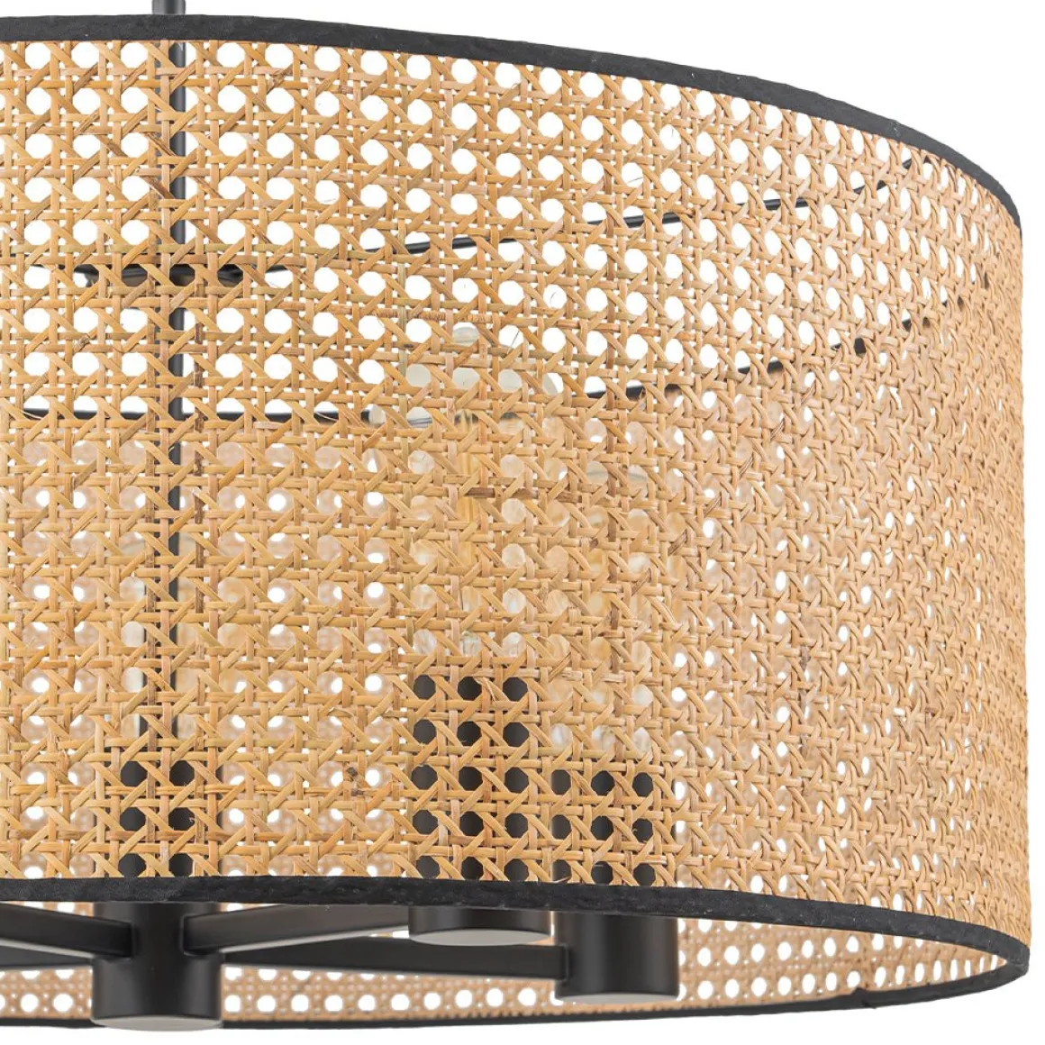 Farmhouse Wide Woven Rattan Drum Cage Pendant Light