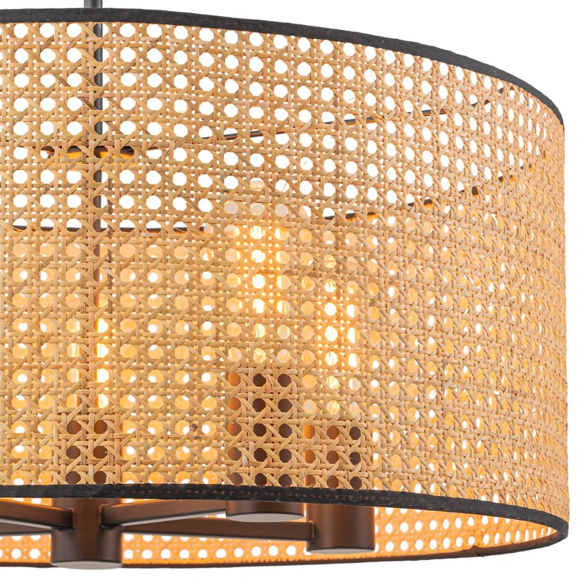 Farmhouse Wide Woven Rattan Drum Cage Pendant Light