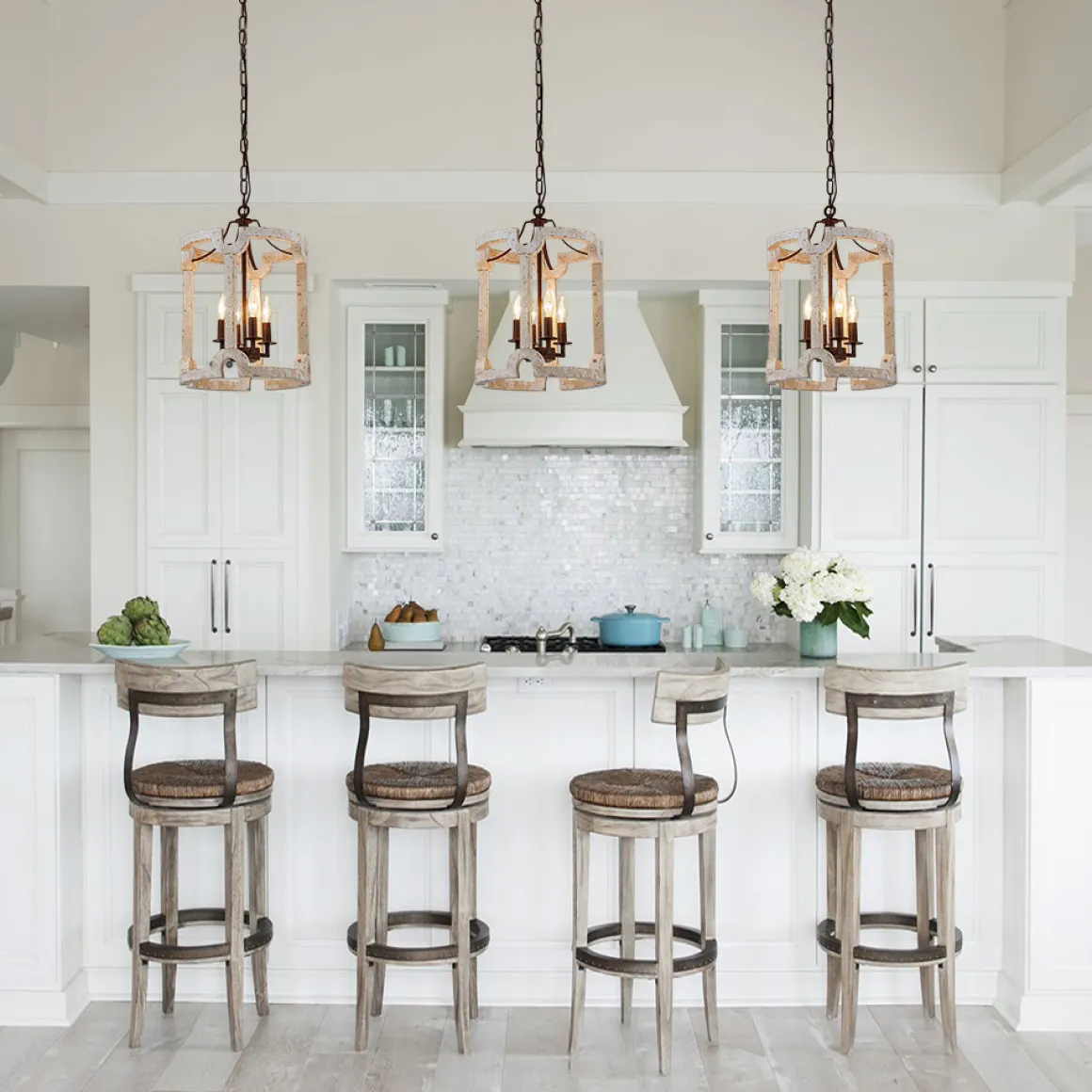Farmhouse Wood Cylinder Pendant Light
