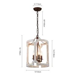 Farmhouse Wood Cylinder Pendant Light