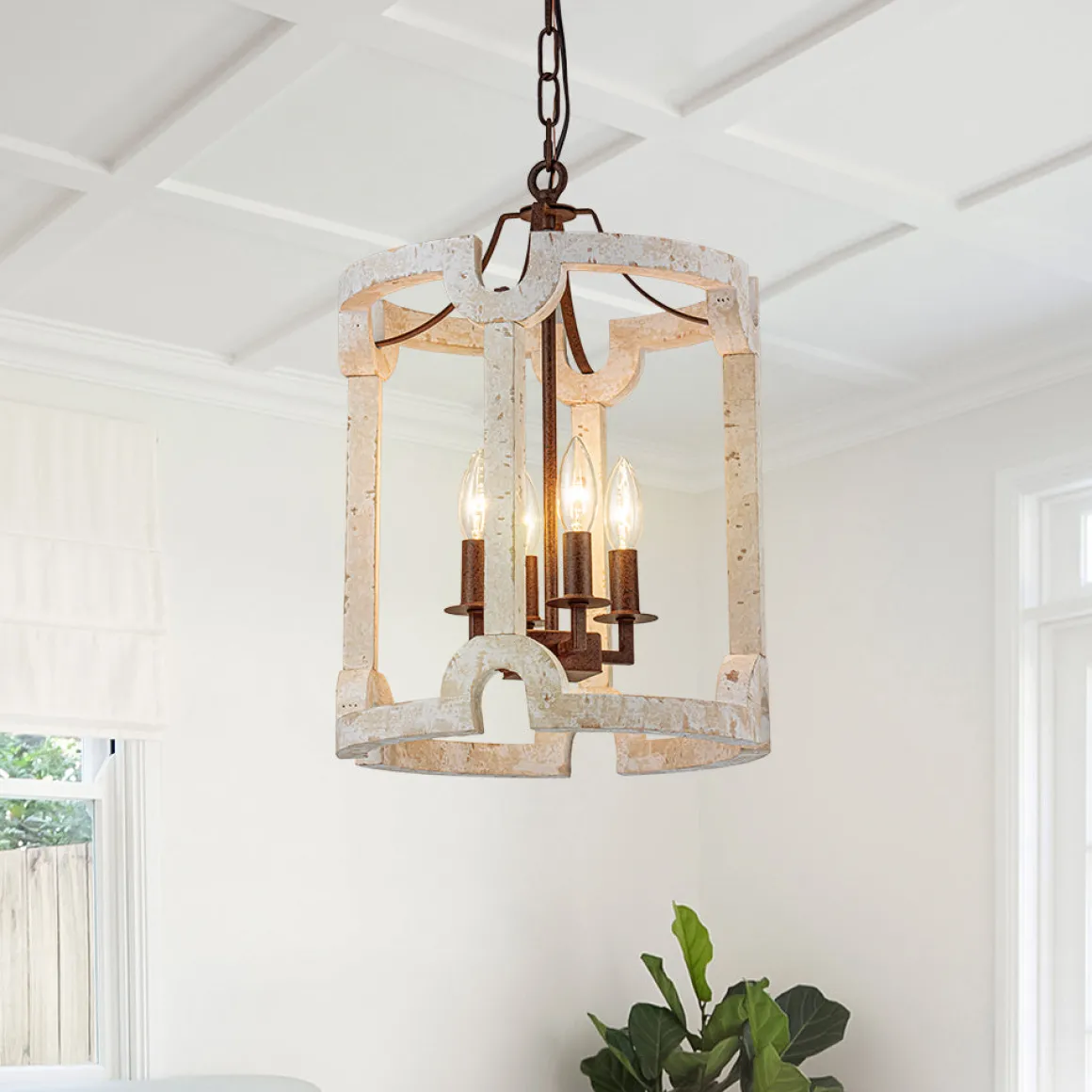 Farmhouse Wood Cylinder Pendant Light