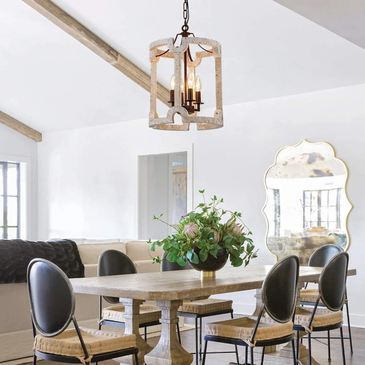 Farmhouse Wood Cylinder Pendant Light
