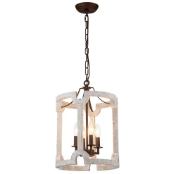 Farmhouse Wood Cylinder Pendant Light