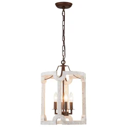 Farmhouse Wood Cylinder Pendant Light