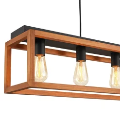 Farmhouse Wooden Rectangular Cage Island Chandelier