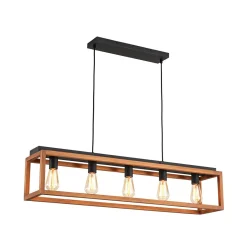 Farmhouse Wooden Rectangular Cage Island Chandelier