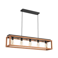 Farmhouse Wooden Rectangular Cage Island Chandelier