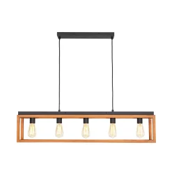 Farmhouse Wooden Rectangular Cage Island Chandelier