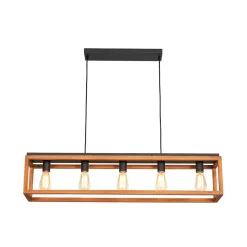 Farmhouse Wooden Rectangular Cage Island Chandelier