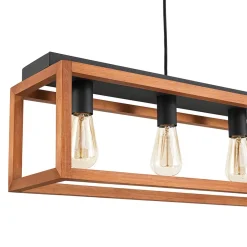 Farmhouse Wooden Rectangular Cage Island Chandelier