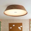 Farmhouse Wood Grain Dimmable LED Round Flush Mount Light