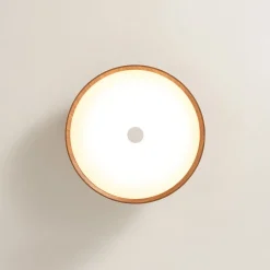Farmhouse Wood Grain Dimmable LED Round Flush Mount Light