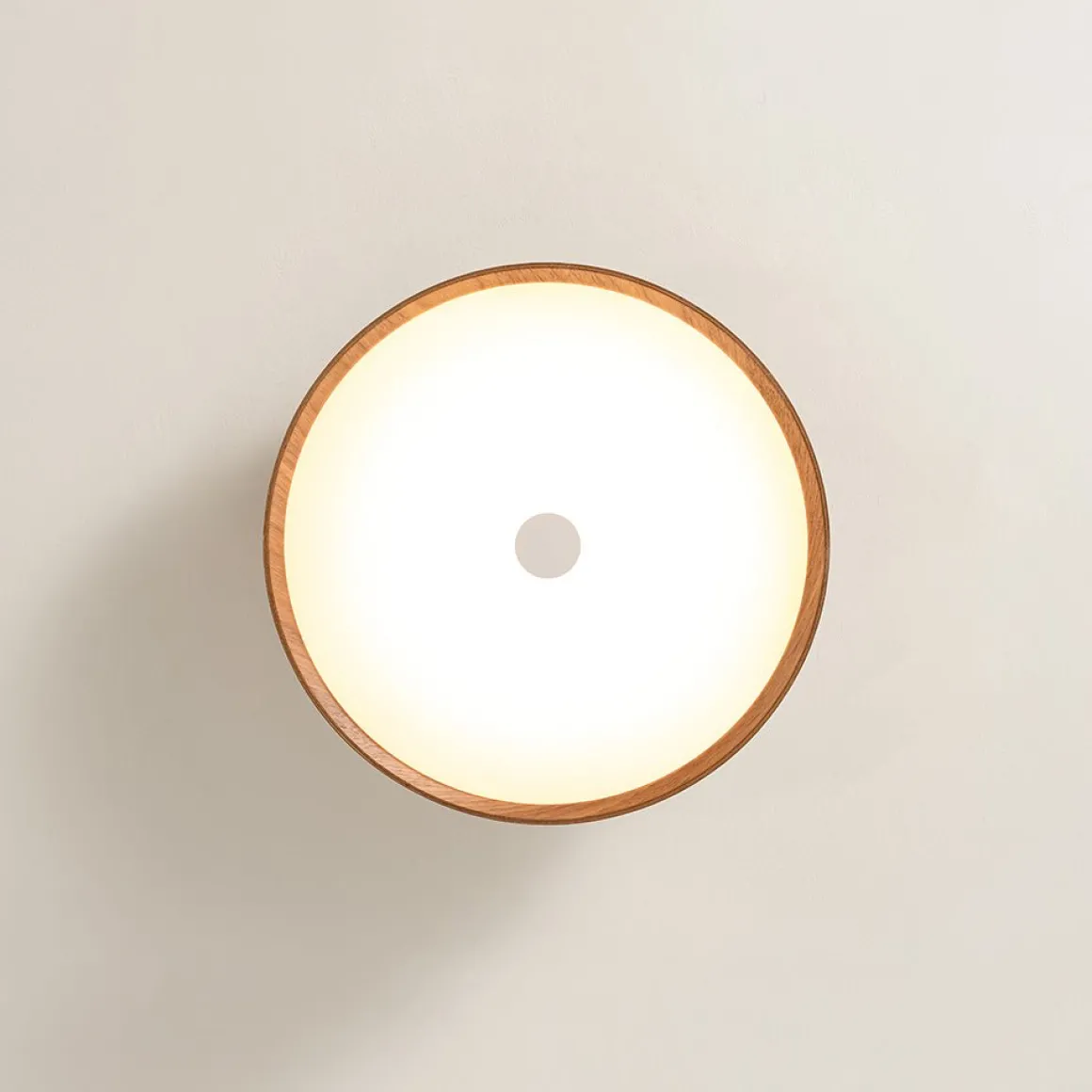 Farmhouse Wood Grain Dimmable LED Round Flush Mount Light